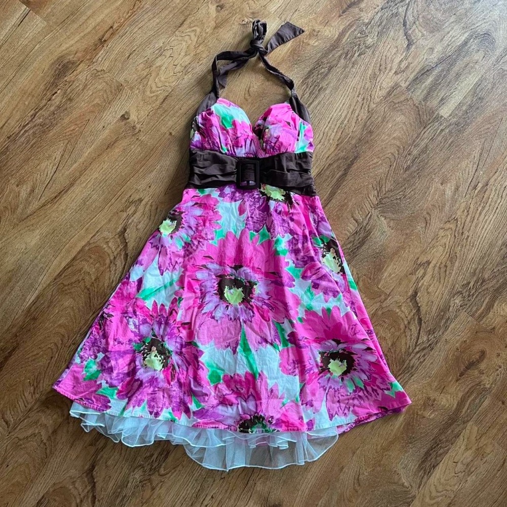 Y2K Coquette Cottage Core Floral Halter Dress by City Triangles